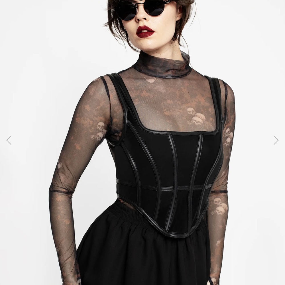 Ashen Faux Leather Zip Corset Top